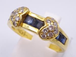 K18 サファイア 0.99ct ダイヤ 0.30ct リング 5.1g